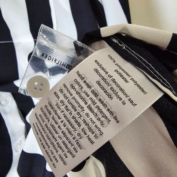 NEW WITHOUT TAGS TOMMY HILFIGER BLACK WHITE STRIPED BUTTON DOWN SHIRT XL - Picture 14 of 16
